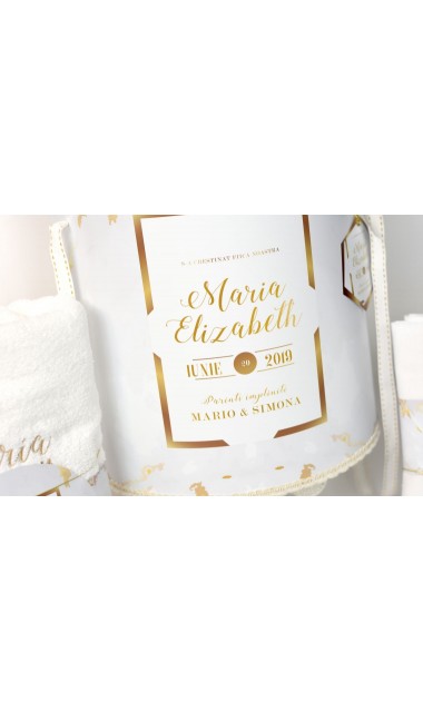 Trusou botez pentru fete in alb si gold, elegant si modern, White and gold 7